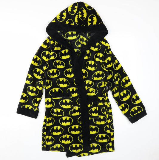 Batman Boys Black Fleece Hooded Robe Age 12-13 Graphic Print