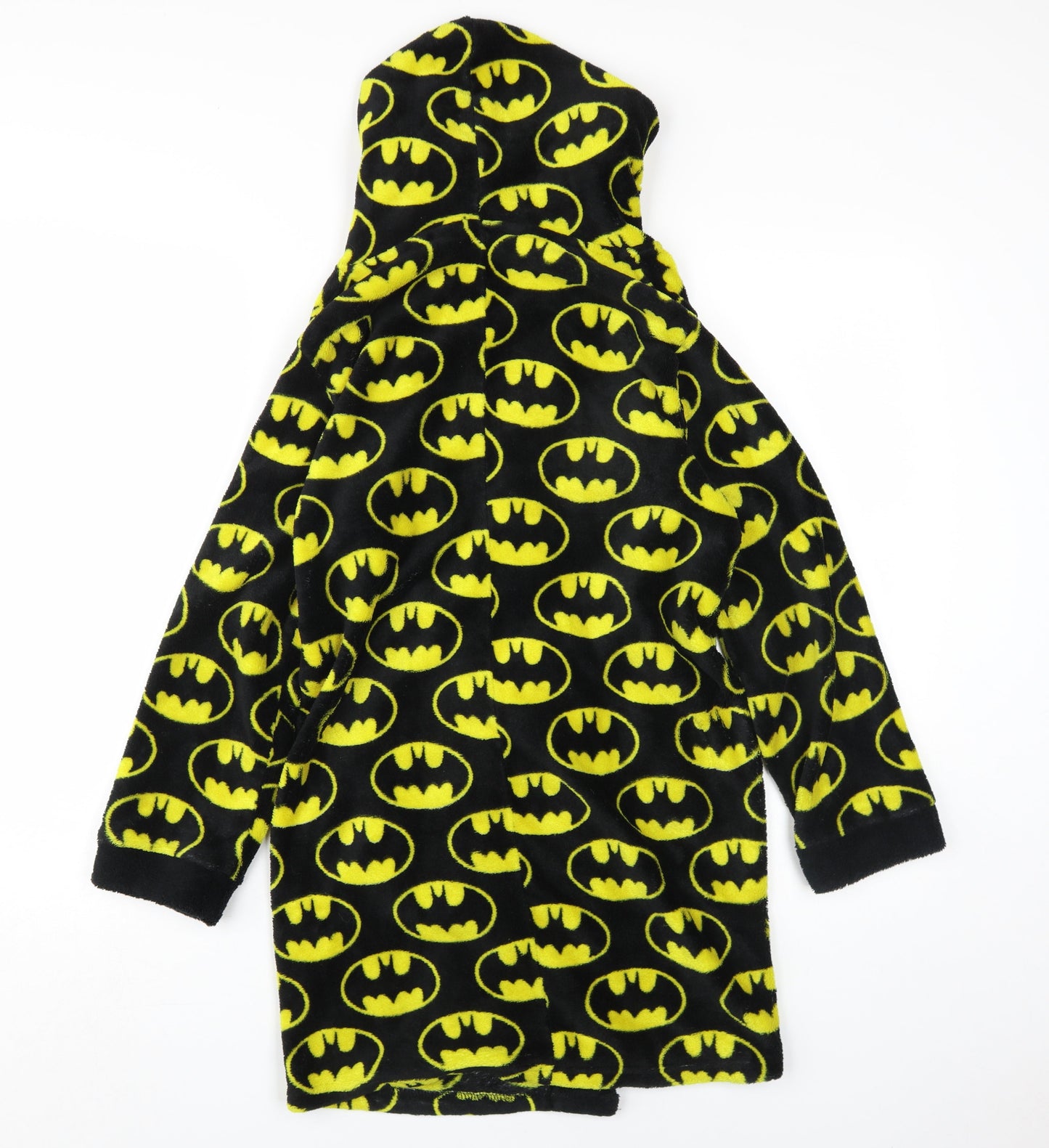 Batman Boys Black Fleece Hooded Robe Age 12-13 Graphic Print