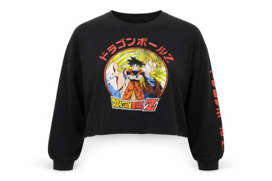 Front view of Dragon Ball Z unisex black cropped t-shirt 3xl