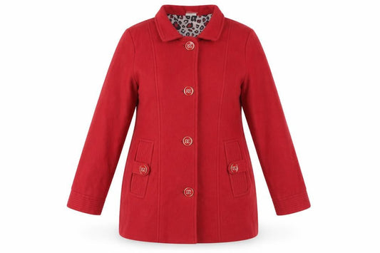 Front view of Anne De Lancay Women's Red Coat, size S