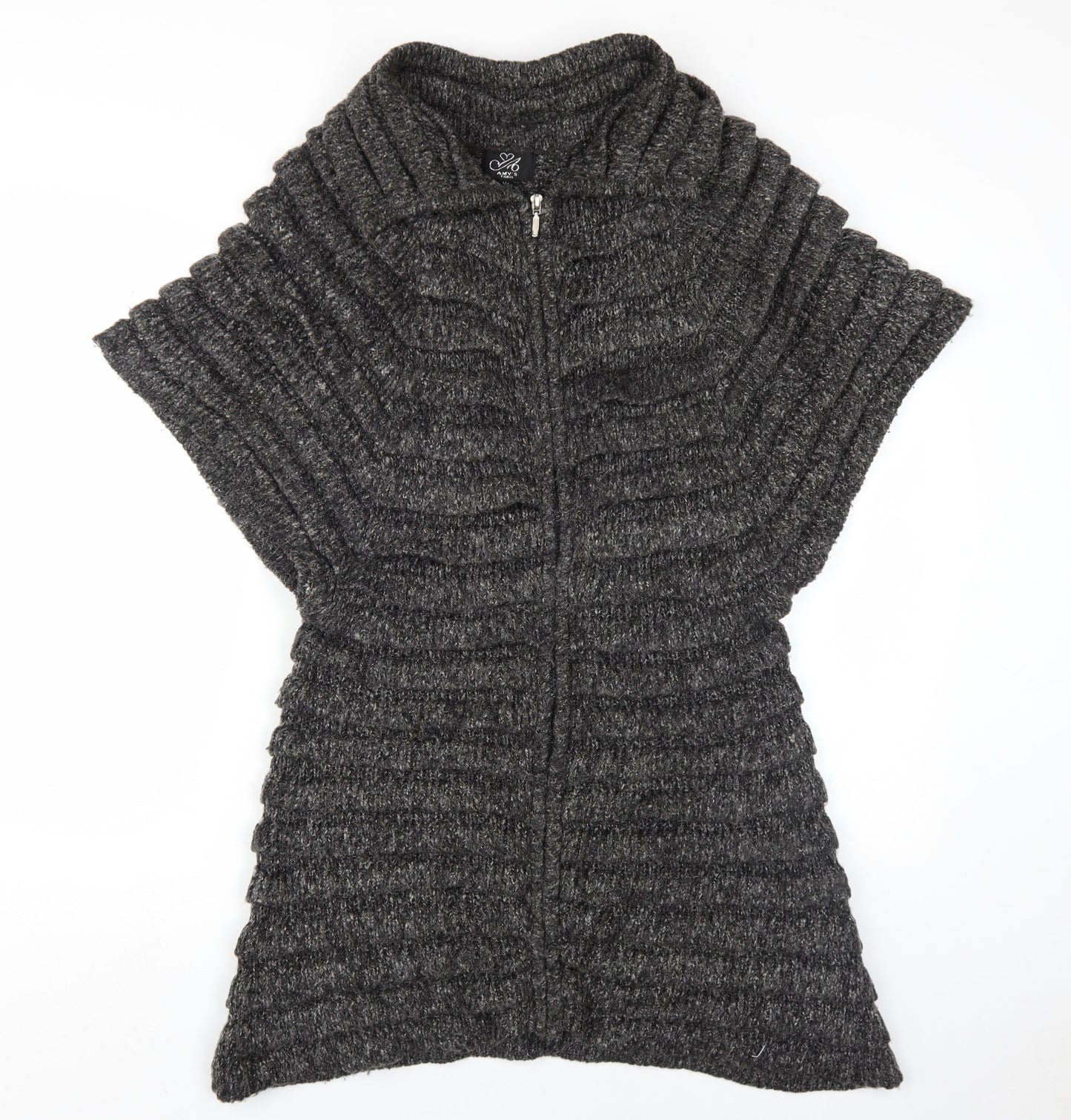 Amy's Page Women's Black Cape Jumper M Zip Knit