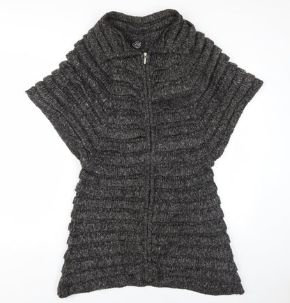 Amy's Page Women's Black Cape Jumper M Zip Knit