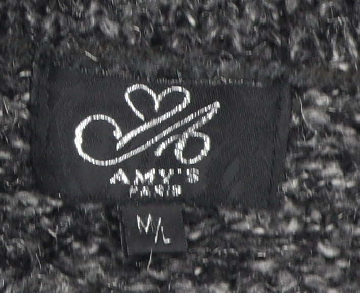 Amy's Page Women's Black Cape Jumper M Zip Knit