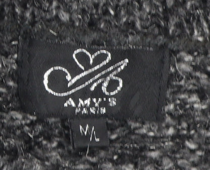Amy's Page Women's Black Cape Jumper M Zip Knit