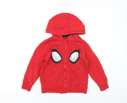 Marvel Spider-Man Boys Red Full Zip Hoodie, 5-6 Years