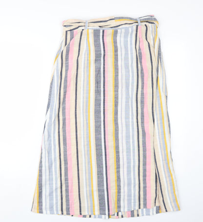 Next Women's Striped Midi Skirt, Size 12, A-Line, Pockets