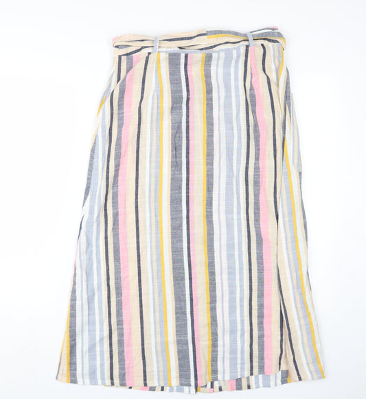 Next Women's Striped Midi Skirt, Size 12, A-Line, Pockets