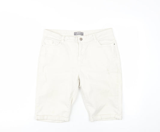 Dorothy Perkins Women's Ivory Bermuda Shorts Size 14
