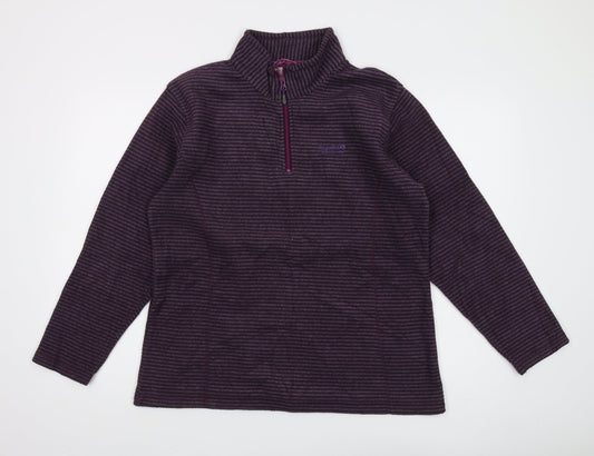 Regatta Women's Purple Striped 1/4 Zip Sweatshirt, Size 14