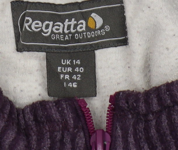 Regatta Women's Purple Striped 1/4 Zip Sweatshirt, Size 14