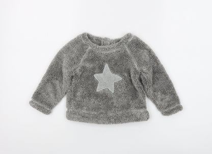 Next Grey Unisex Baby Jumper 9-12 Months Fleece Pullover