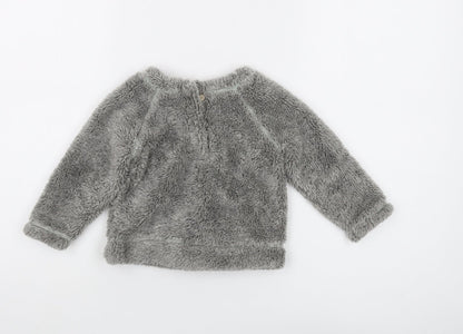 Next Grey Unisex Baby Jumper 9-12 Months Fleece Pullover