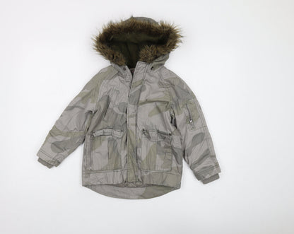 Urban Outlaws Boys Grey Camouflage Parka Coat 5-6 Years
