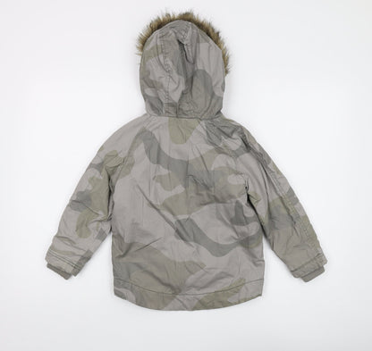 Urban Outlaws Boys Grey Camouflage Parka Coat 5-6 Years