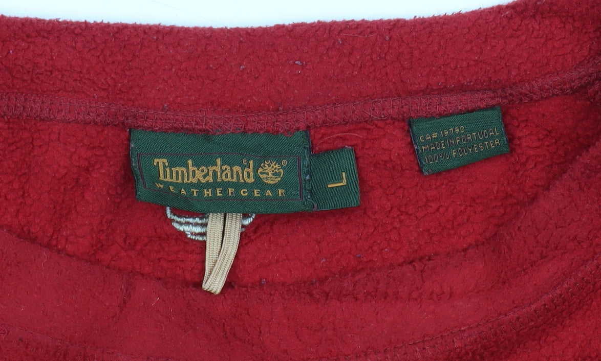 Timberland Men's Red Pullover Sweatshirt, Size L, Logo Accent