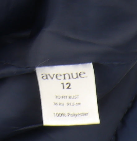 Avenue Women’s Blue Quilted Jacket, Size 12, Full Zip Casual