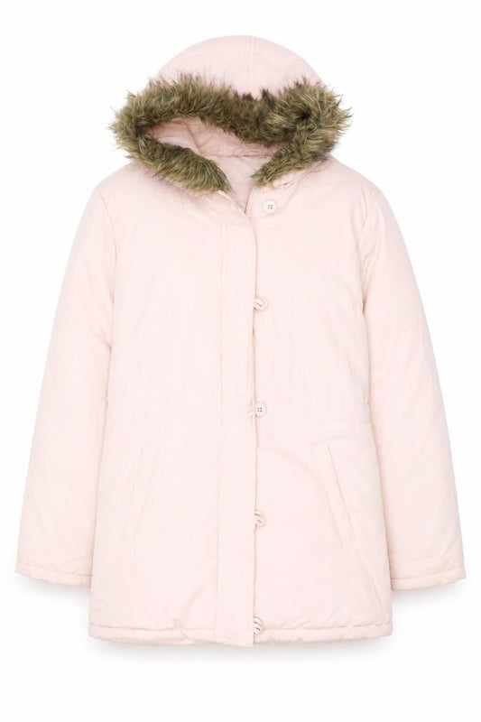 B. YOU Women's Pink Parka Coat, Size 14, Hooded Winter Style