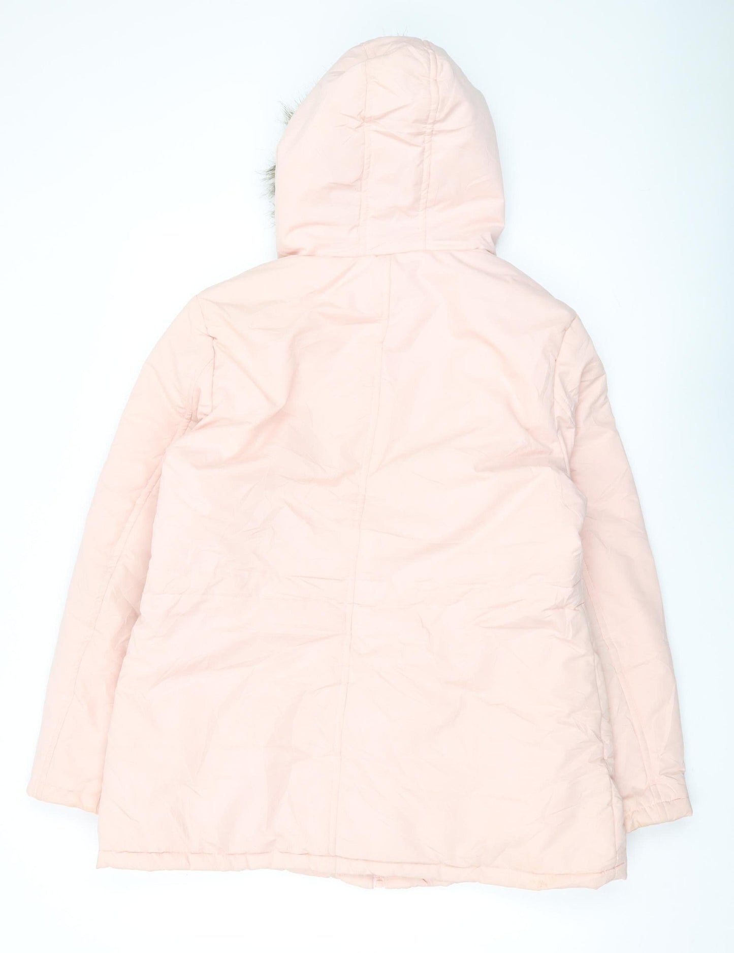 B. YOU Women's Pink Parka Coat, Size 14, Hooded Winter Style