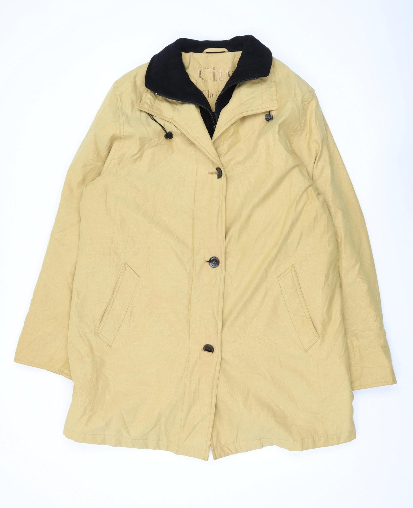 City Women's Beige Overcoat, Size 12, Casual, Button