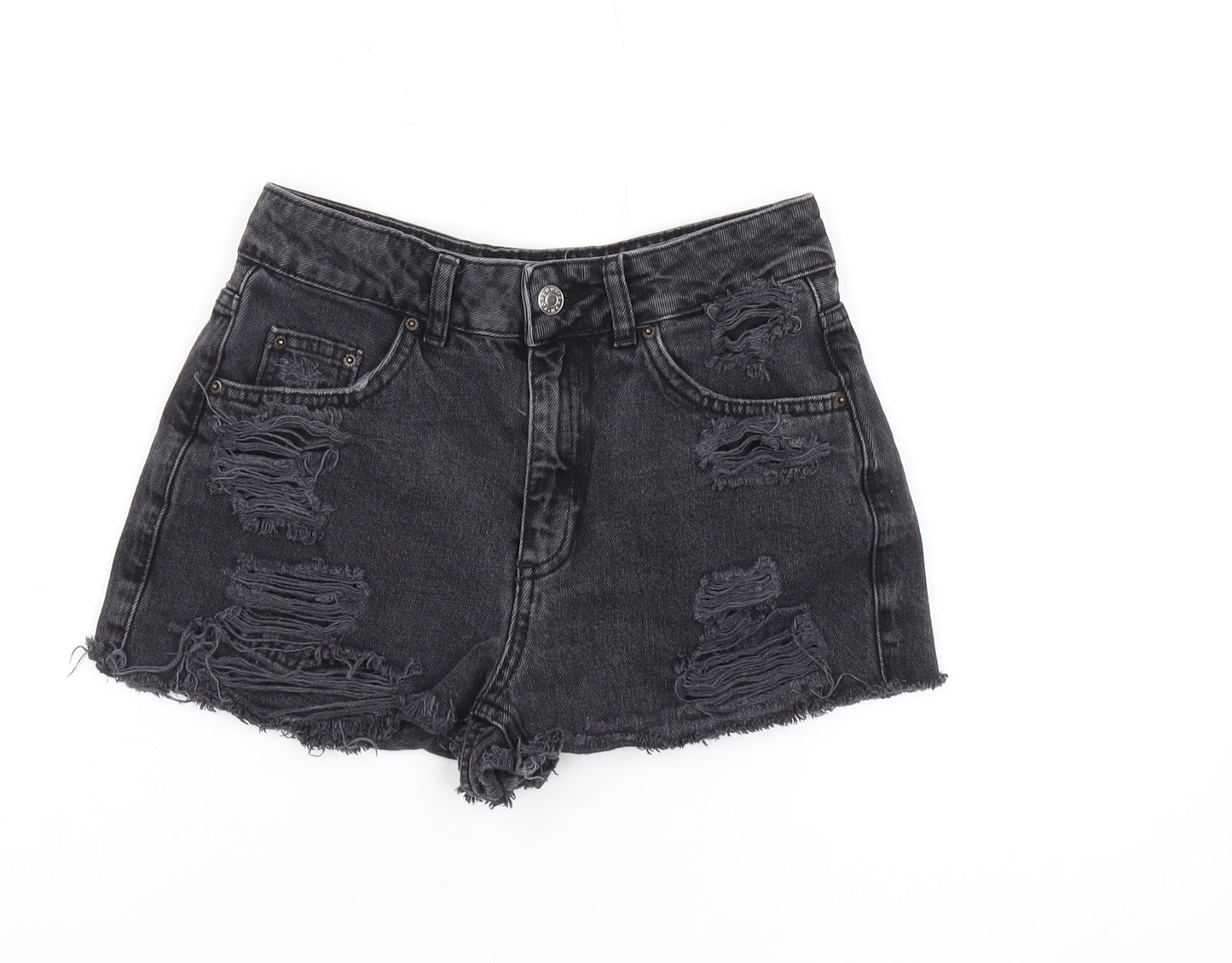 Topshop Women’s Black Cut-Off Denim Shorts Size 25