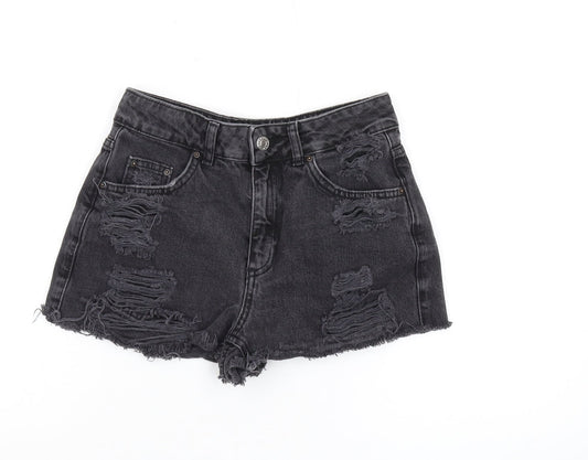 Topshop Women’s Black Cut-Off Denim Shorts Size 25