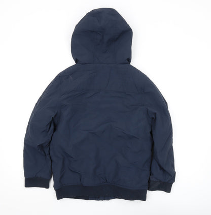 FatFace Boys Blue Bomber Jacket, 10-11 Years, Hooded Winter Coat