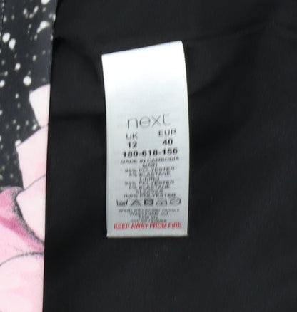 Next Women's Black Floral Bodycon Dress Size 12