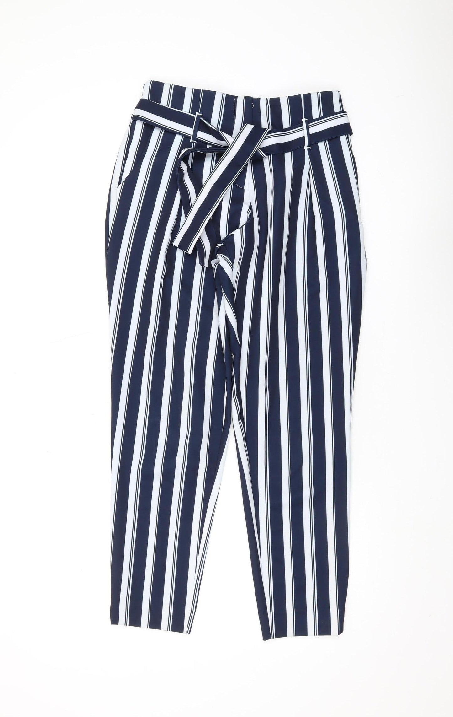 River Island Women's Blue Striped Cropped Trousers