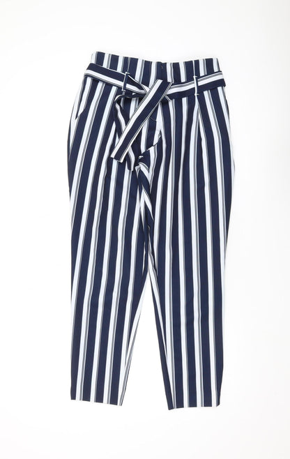 River Island Women's Blue Striped Cropped Trousers