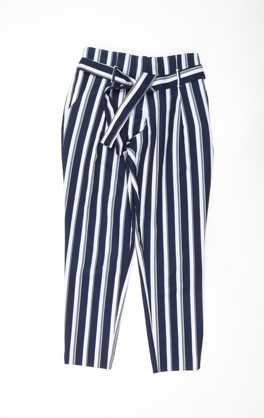 River Island Women's Blue Striped Cropped Trousers