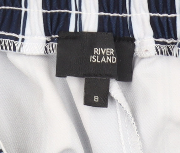 River Island Women's Blue Striped Cropped Trousers