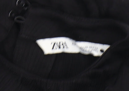 Womens UK Size 2XS Zara Black Basic Blouse