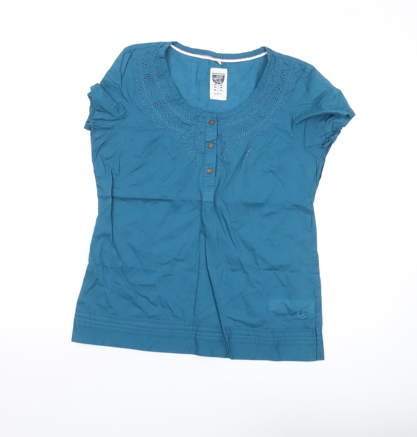 Womens UK Size 10 Peacocks Blue Basic T-Shirt