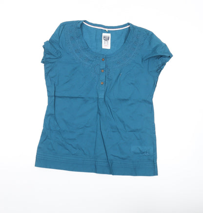 Womens UK Size 10 Peacocks Blue Basic T-Shirt