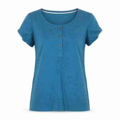 Womens UK Size 10 Peacocks Blue Basic T-Shirt