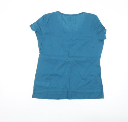 Womens UK Size 10 Peacocks Blue Basic T-Shirt
