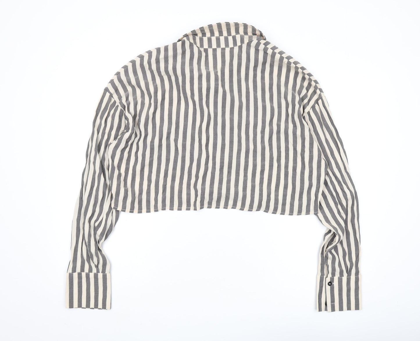 Boohoo Women's Multicoloured Striped Cropped Blouse Size 16