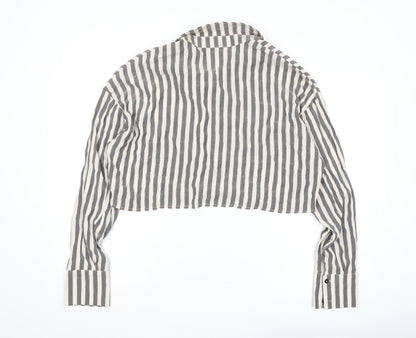 Boohoo Women's Multicoloured Striped Cropped Blouse Size 16