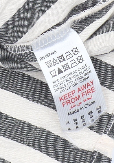 Boohoo Women's Multicoloured Striped Cropped Blouse Size 16