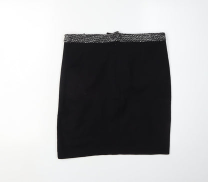 Oui Women's Black Grey Zip Pencil Skirt, Size 12