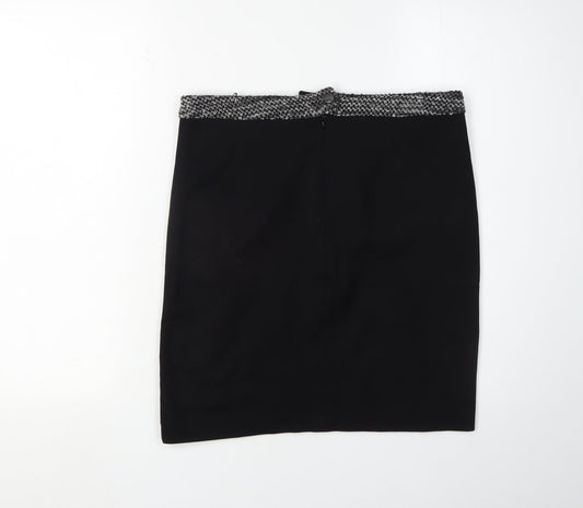 Oui Women's Black Grey Zip Pencil Skirt, Size 12