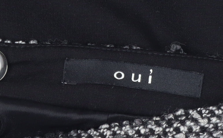 Oui Women's Black Grey Zip Pencil Skirt, Size 12