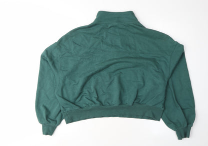 H&M Women Green 1/2 Zip Henley Sweatshirt L