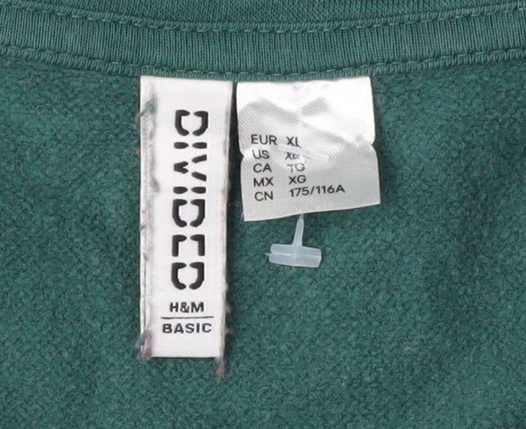 H&M Women Green 1/2 Zip Henley Sweatshirt L
