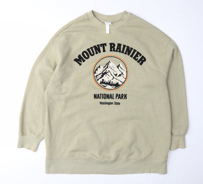 Unisex Adults UK Size XS H&M Beige Pullover Sweatshirt