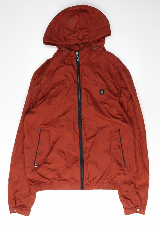 883 Police Men's Red Hooded Windbreaker Jacket, Size 10