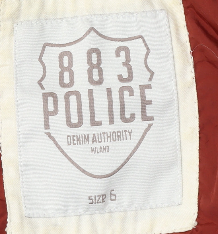 883 Police Men's Red Hooded Windbreaker Jacket, Size 10