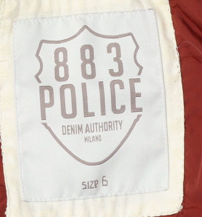 883 Police Men's Red Hooded Windbreaker Jacket, Size 10