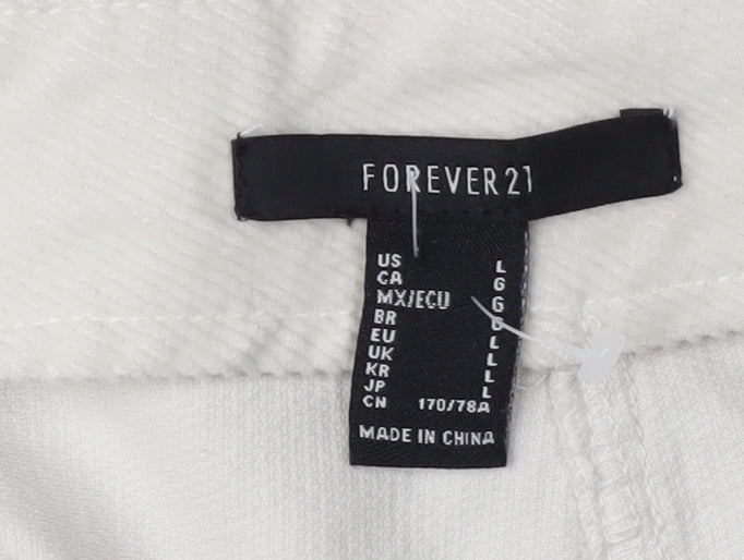 Forever 21 Women's White Corduroy Skirt, L, Zip Detail