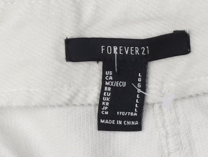 Forever 21 Women's White Corduroy Skirt, L, Zip Detail